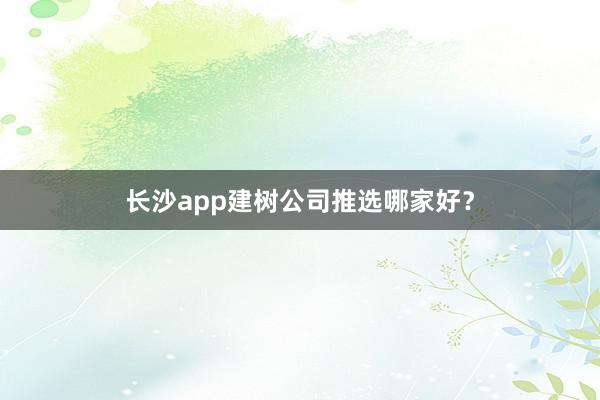 长沙app建树公司推选哪家好？